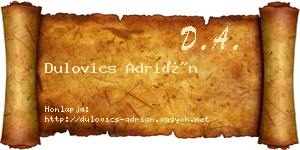 Dulovics Adrián névjegykártya